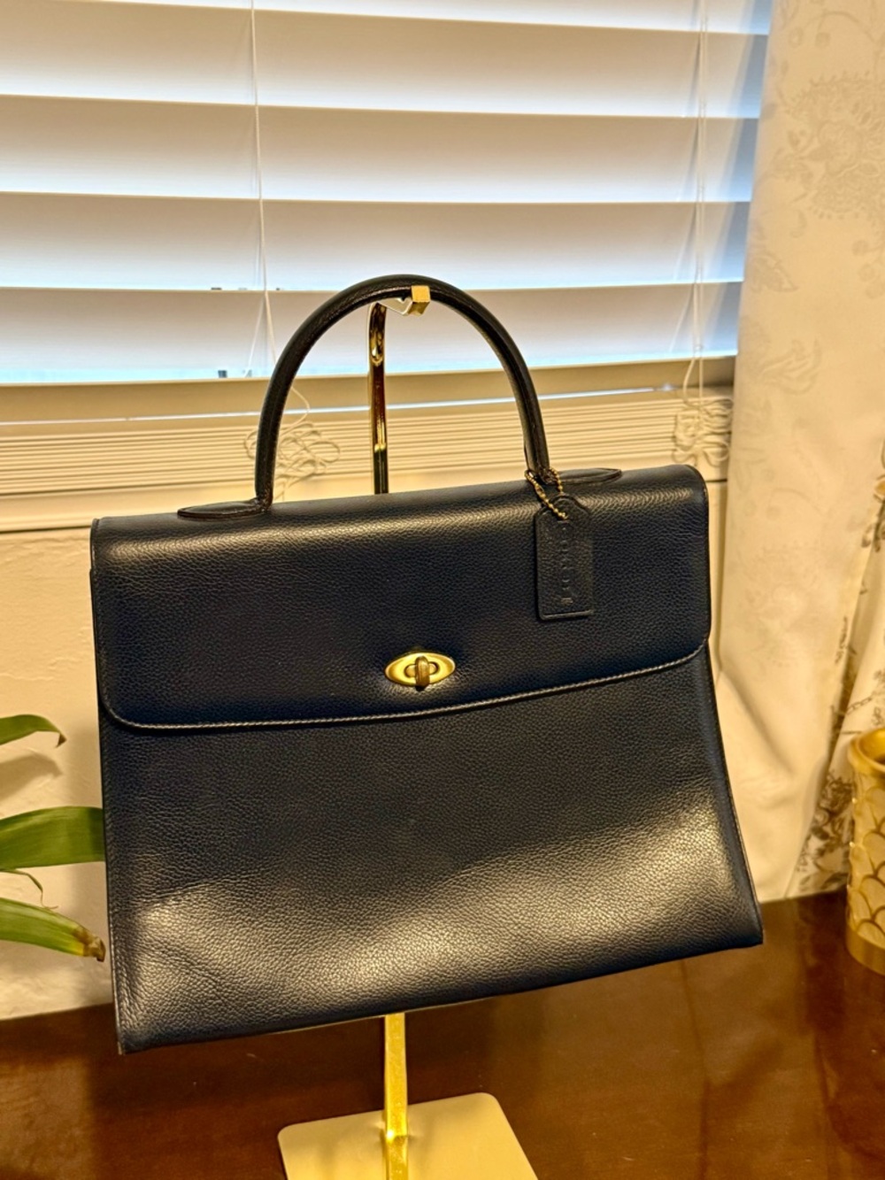 Vintage Coach Copley Bag 4414 Navy Leather